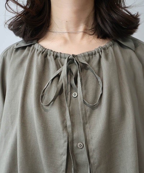 leswel(レスウェル)の「【M/L】【接触冷感/UVカット】リネンブレンドカルゼフライヨークブラウス(シャツ/ブラウス・レディース・ライトグレー/ブラック/カーキ・M/L)」の19枚目の写真