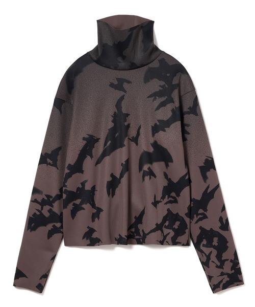 NON TOKYO（ノントーキョー）の「PRINT RIB HI-NECK TOP（Tシャツ/カットソー・レディース・カラフル/チャコール・FREE）」の2枚目の写真