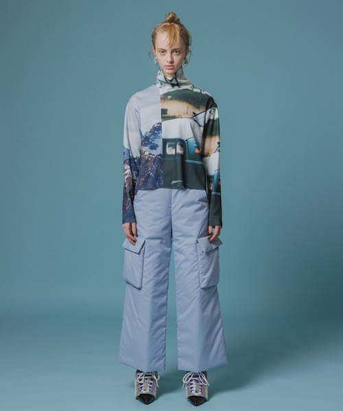 NON TOKYO（ノントーキョー）の「PRINT RIB HI-NECK TOP（Tシャツ/カットソー・レディース・カラフル/チャコール・FREE）」の3枚目の写真