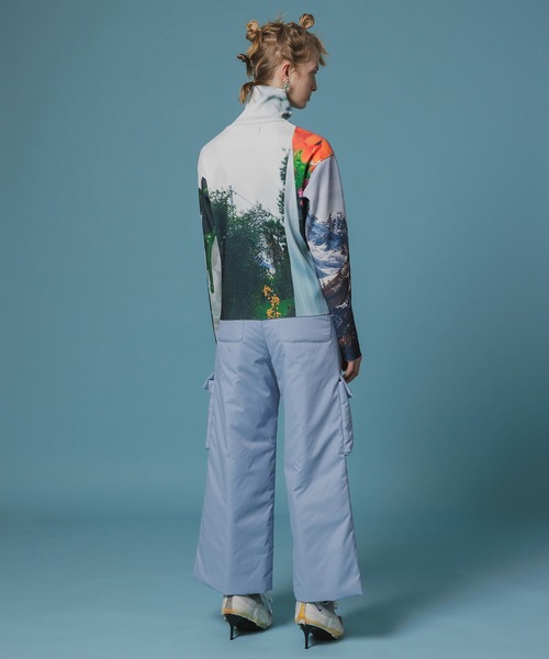 NON TOKYO（ノントーキョー）の「PRINT RIB HI-NECK TOP（Tシャツ/カットソー・レディース・カラフル/チャコール・FREE）」の5枚目の写真