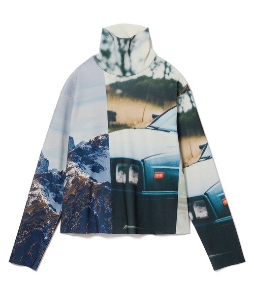 NON TOKYO（ノントーキョー）の「PRINT RIB HI-NECK TOP（Tシャツ/カットソー・レディース・カラフル/チャコール・FREE）」の12枚目の写真