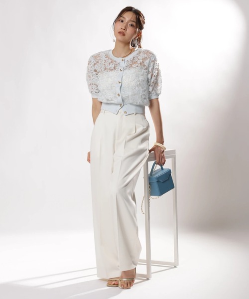 JUSGLITTY（ジャスグリッティー）の「レースブーケカーディガン（ニット/セーター・レディース・ホワイト/サックスブルー/ライトイエロー・2）」の19枚目の写真