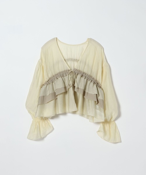 JEANASIS（ジーナシス）の「2WAYシャーリングVブラウス/672060（シャツ/ブラウス・レディース・ナチュラル/オフホワイト/ブラック/グリーン系その他・FREE）」の17枚目の写真