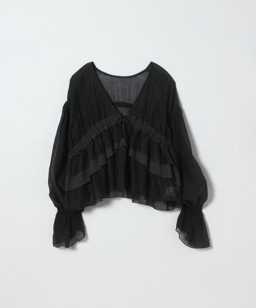 JEANASIS（ジーナシス）の「2WAYシャーリングVブラウス/672060（シャツ/ブラウス・レディース・ナチュラル/オフホワイト/ブラック/グリーン系その他・FREE）」の19枚目の写真