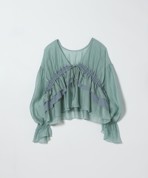 JEANASIS（ジーナシス）の「2WAYシャーリングVブラウス/672060（シャツ/ブラウス・レディース・ナチュラル/オフホワイト/ブラック/グリーン系その他・FREE）」の21枚目の写真