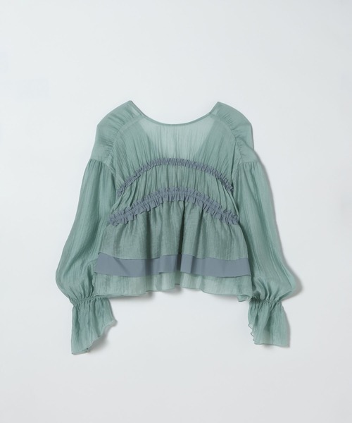 JEANASIS（ジーナシス）の「2WAYシャーリングVブラウス/672060（シャツ/ブラウス・レディース・ナチュラル/オフホワイト/ブラック/グリーン系その他・FREE）」の22枚目の写真