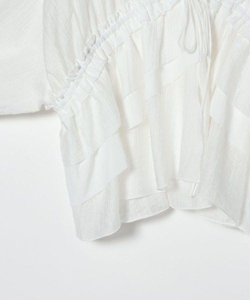 JEANASIS（ジーナシス）の「2WAYシャーリングVブラウス/672060（シャツ/ブラウス・レディース・ナチュラル/オフホワイト/ブラック/グリーン系その他・FREE）」の14枚目の写真