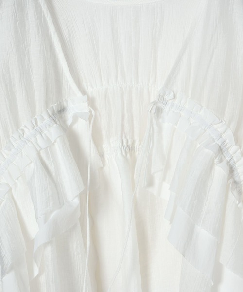 JEANASIS（ジーナシス）の「2WAYシャーリングVブラウス/672060（シャツ/ブラウス・レディース・ナチュラル/オフホワイト/ブラック/グリーン系その他・FREE）」の15枚目の写真