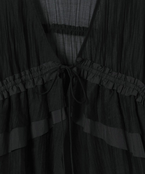 JEANASIS（ジーナシス）の「2WAYシャーリングVブラウス/672060（シャツ/ブラウス・レディース・ナチュラル/オフホワイト/ブラック/グリーン系その他・FREE）」の9枚目の写真