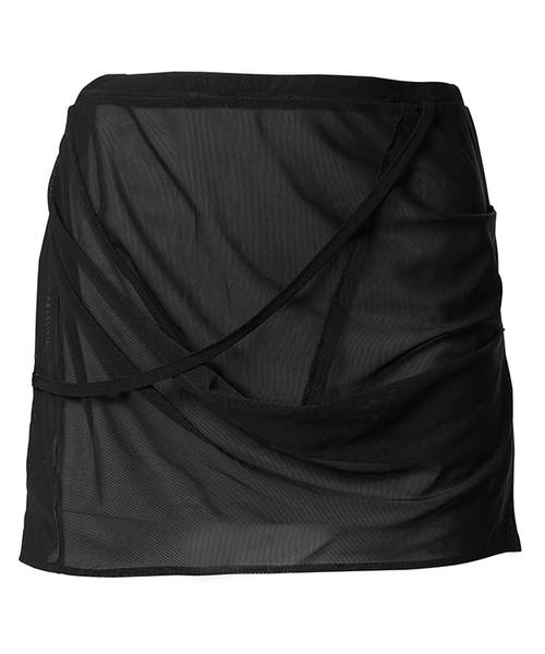 FLAREUP(フレアアップ)の「Draped Mesh Layered Mini Skirt (FL-265_Black)(スカート・レディース・ブラック・OS)」の1枚目の写真