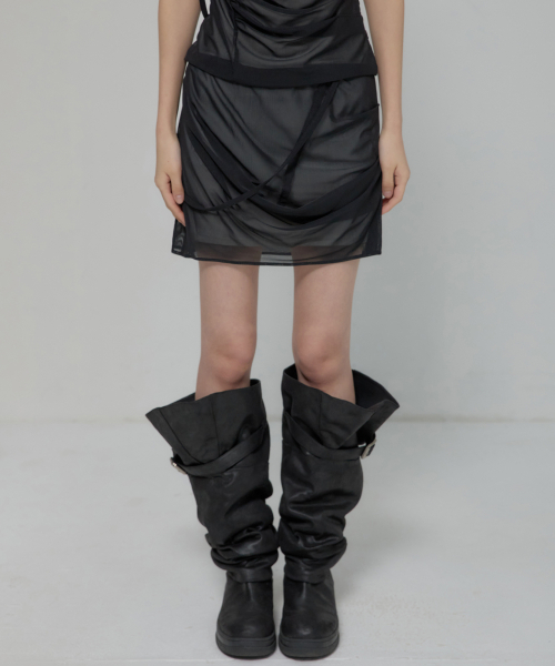 FLAREUP(フレアアップ)の「Draped Mesh Layered Mini Skirt (FL-265_Black)(スカート・レディース・ブラック・OS)」の6枚目の写真