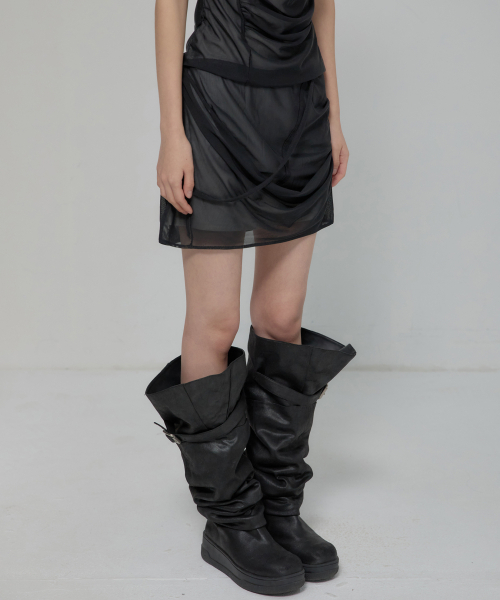 FLAREUP(フレアアップ)の「Draped Mesh Layered Mini Skirt (FL-265_Black)(スカート・レディース・ブラック・OS)」の7枚目の写真