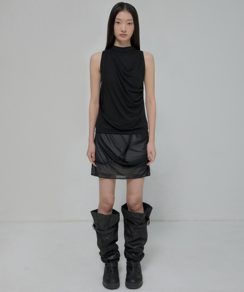 FLAREUP(フレアアップ)の「Draped Mesh Layered Mini Skirt (FL-265_Black)(スカート・レディース・ブラック・OS)」の8枚目の写真