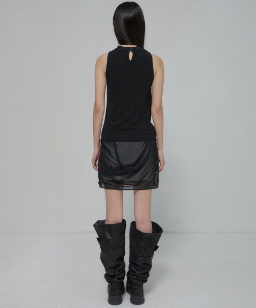 FLAREUP(フレアアップ)の「Draped Mesh Layered Mini Skirt (FL-265_Black)(スカート・レディース・ブラック・OS)」の9枚目の写真