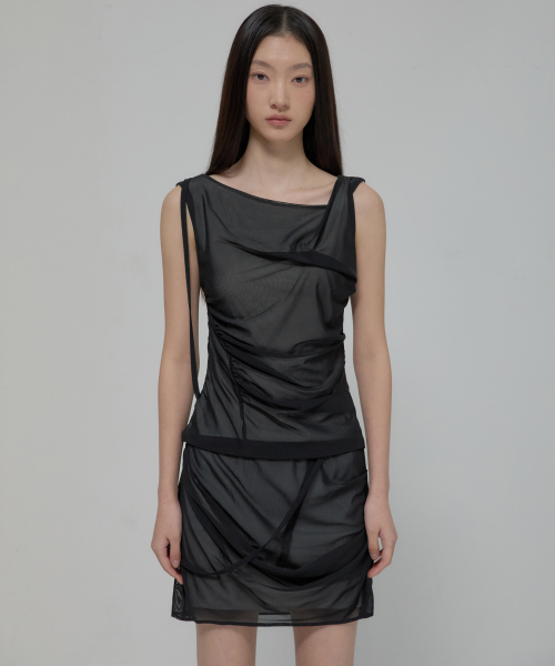 FLAREUP(フレアアップ)の「Draped Mesh Layered Mini Skirt (FL-265_Black)(スカート・レディース・ブラック・OS)」の10枚目の写真