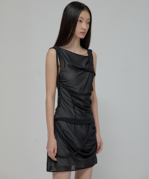 FLAREUP(フレアアップ)の「Draped Mesh Layered Mini Skirt (FL-265_Black)(スカート・レディース・ブラック・OS)」の11枚目の写真