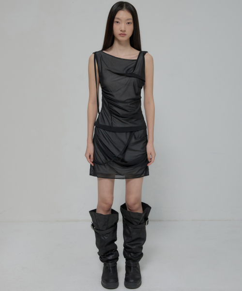 FLAREUP(フレアアップ)の「Draped Mesh Layered Mini Skirt (FL-265_Black)(スカート・レディース・ブラック・OS)」の12枚目の写真