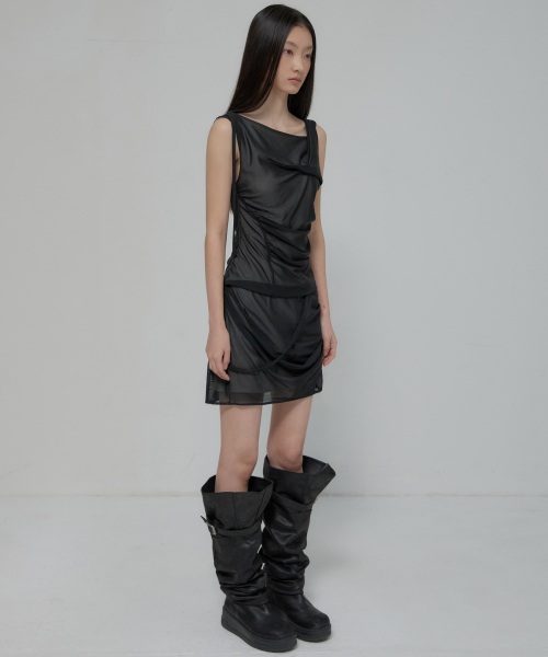 FLAREUP(フレアアップ)の「Draped Mesh Layered Mini Skirt (FL-265_Black)(スカート・レディース・ブラック・OS)」の13枚目の写真