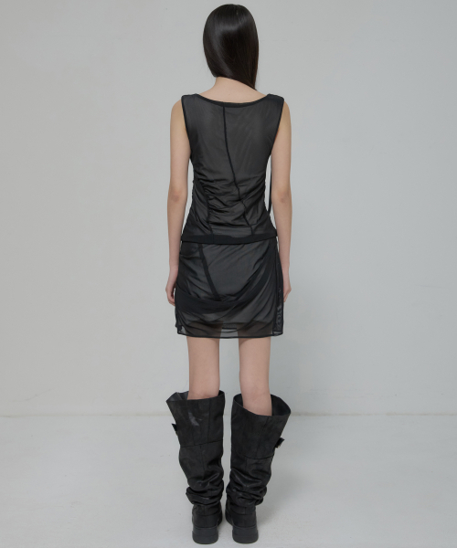 FLAREUP(フレアアップ)の「Draped Mesh Layered Mini Skirt (FL-265_Black)(スカート・レディース・ブラック・OS)」の14枚目の写真