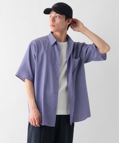 GLOBAL WORK(グローバルワーク)の「サラサマ快適シャツ/レギュラー/638136(シャツ/ブラウス・メンズ・サックスブルー/ストライプ/ネイビー/チャコールグレー/オフホワイト/グレイッシュベージュ・S/XL/L/M)」の6枚目の写真