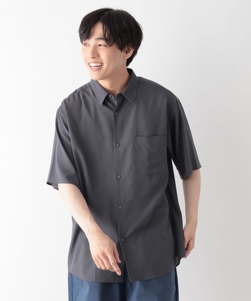 GLOBAL WORK(グローバルワーク)の「サラサマ快適シャツ/レギュラー/638136(シャツ/ブラウス・メンズ・サックスブルー/ストライプ/ネイビー/チャコールグレー/オフホワイト/グレイッシュベージュ・S/XL/L/M)」の7枚目の写真