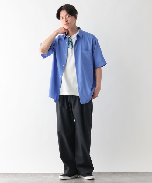 GLOBAL WORK(グローバルワーク)の「サラサマ快適シャツ/レギュラー/638136(シャツ/ブラウス・メンズ・サックスブルー/ストライプ/ネイビー/チャコールグレー/オフホワイト/グレイッシュベージュ・S/XL/L/M)」の13枚目の写真