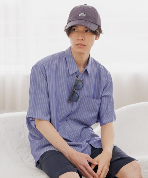GLOBAL WORK(グローバルワーク)の「サラサマ快適シャツ/レギュラー/638136(シャツ/ブラウス・メンズ・サックスブルー/ストライプ/ネイビー/チャコールグレー/オフホワイト/グレイッシュベージュ/ブルー系その他/ブラウン・SMALL/X-LARGE/LARGE/MEDIUM)」の11枚目の写真