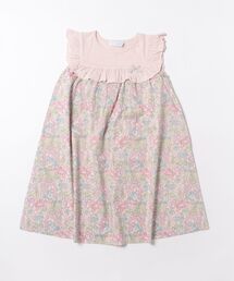 Tartine et Chocolat（タルティーヌエショコラ）の「【日本製】【お揃い】リバティ(SweetPeaLeaf)プリントタナローンスムース切り替えワンピース(90~140cm)（ワンピース）」