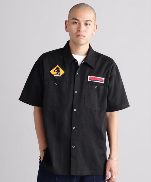 MANASTASH(マナスタッシュ)の「MANASTASH/マナスタッシュ PATCHED LOGO WORK SHIRT(シャツ/ブラウス・メンズ・ブラック/ネイビー/その他3/ブルー系その他3・XL/L/S/M)」の1枚目の写真
