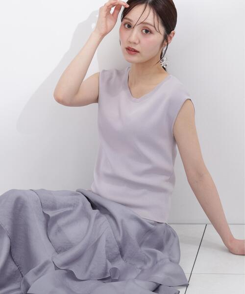 PROPORTION BODY DRESSING(プロポーションボディドレッシング)の「<ウォッシャブル/UVカット>フレンチスリーブ総針ニット / 1216270500(ニット/セーター・レディース・ブラック/ブルー/グレー/レッド/ホワイト・FREE)」の3枚目の写真