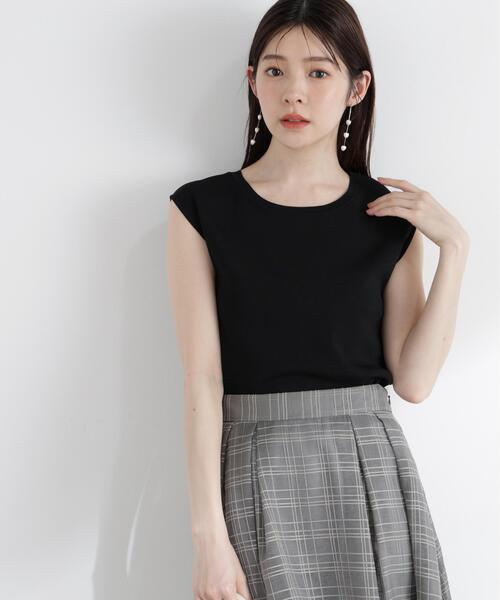 PROPORTION BODY DRESSING(プロポーションボディドレッシング)の「<ウォッシャブル/UVカット>フレンチスリーブ総針ニット / 1216270500(ニット/セーター・レディース・ブラック/ブルー/グレー/レッド/ホワイト・FREE)」の1枚目の写真