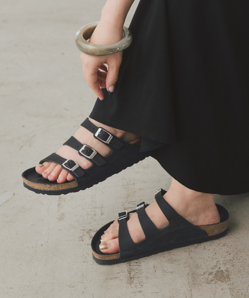 BIRKENSTOCK（ビルケンシュトック）の「BIRKENSTOCK/ビルケンシュトック SLOBE別注 Florida FR LENB Black 1032569（サンダル・レディース・ブラック・39/38/37/36/35）」の5枚目の写真