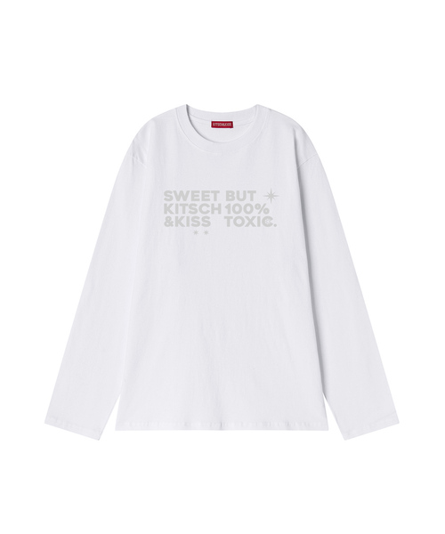 KITSCH&KISS(キッチアンドキス)の「スウィートグレー コットンロングスリーブ (SCLKNK-108)(Tシャツ/カットソー・レディース・ホワイト/ブラック・FREE)」の2枚目の写真