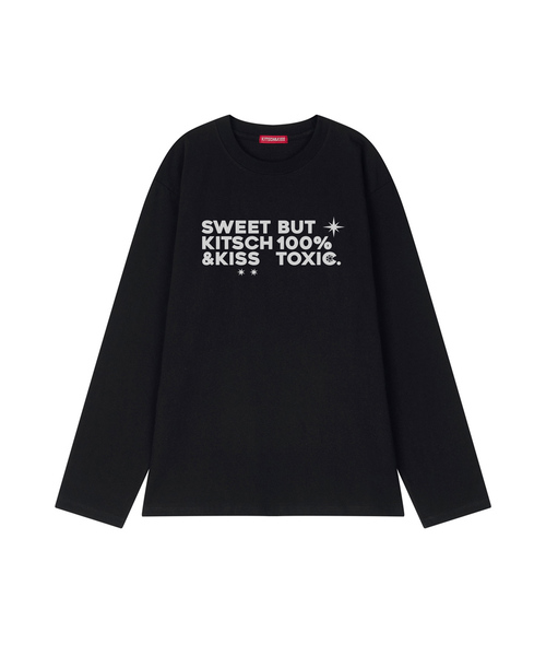 KITSCH&KISS(キッチアンドキス)の「スウィートグレー コットンロングスリーブ (SCLKNK-108)(Tシャツ/カットソー・レディース・ホワイト/ブラック・FREE)」の1枚目の写真