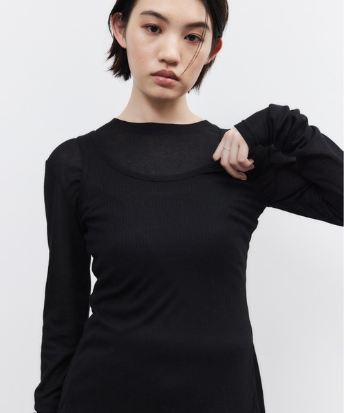ELTONE(エルトーン)の「シアーリブバックオープントップス(Tシャツ/カットソー・レディース・ブルー/ブラック・FREE)」の9枚目の写真