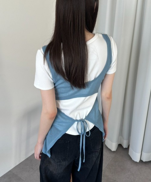 ELTONE(エルトーン)の「シアーリブバックオープントップス(Tシャツ/カットソー・レディース・ブルー/ブラック・FREE)」の20枚目の写真