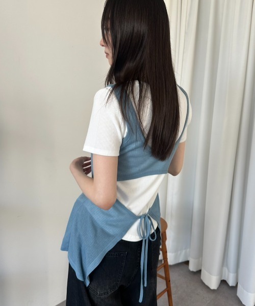 ELTONE(エルトーン)の「シアーリブバックオープントップス(Tシャツ/カットソー・レディース・ブルー/ブラック・FREE)」の21枚目の写真