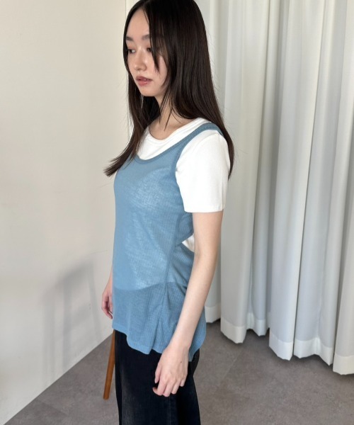 ELTONE(エルトーン)の「シアーリブバックオープントップス(Tシャツ/カットソー・レディース・ブルー/ブラック・FREE)」の22枚目の写真