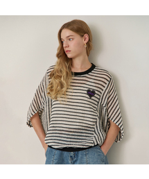 ルーズフィットケープツイードニットTシャツ