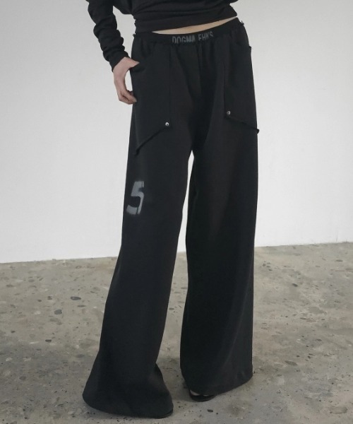 L.H.P(エルエイチピー)の「DOGMA EHKS/ドグマエークス/RAW WIDE SWEAT PANTS(スウェットパンツ・レディース・ブラック・S/M)」の1枚目の写真