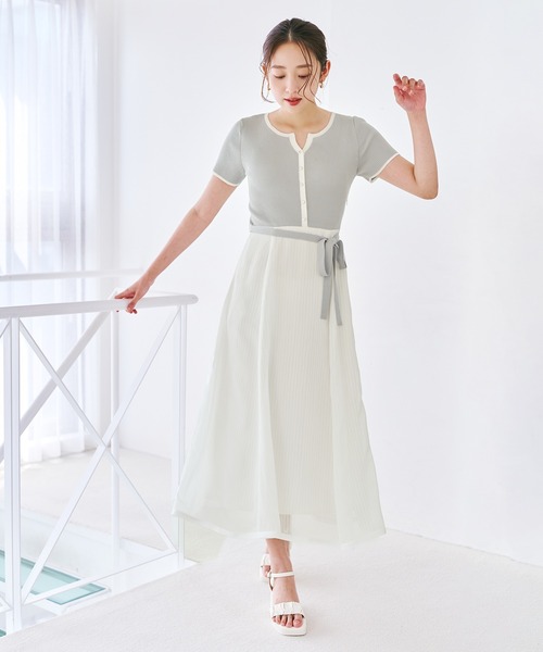 MISCH MASCH(ミッシュマッシュ)の「2026春夏新作 ストライプアソート配色ニットドッキングワンピース(ワンピース・レディース・ブラック/ブルー/ライトグリーン/レッド・フリ-)」の8枚目の写真