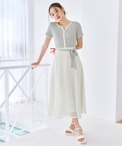 MISCH MASCH(ミッシュマッシュ)の「2026春夏新作 ストライプアソート配色ニットドッキングワンピース(ワンピース・レディース・ブラック/ブルー/ライトグリーン/レッド・フリ-)」の9枚目の写真