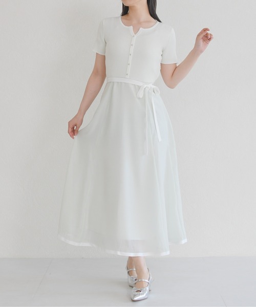 MISCH MASCH(ミッシュマッシュ)の「2026春夏新作 ストライプアソート配色ニットドッキングワンピース(ワンピース・レディース・ブラック/ブルー/ライトグリーン/レッド・フリ-)」の16枚目の写真