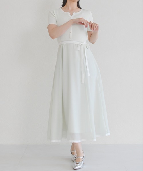 MISCH MASCH(ミッシュマッシュ)の「2026春夏新作 ストライプアソート配色ニットドッキングワンピース(ワンピース・レディース・ブラック/ブルー/ライトグリーン/レッド・フリ-)」の15枚目の写真