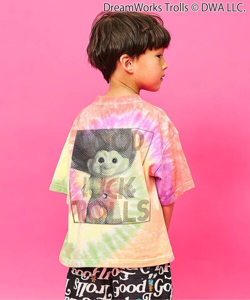 F.O.KIDS(エフオーキッズ)の「トロールズ タイダイTシャツ(Tシャツ/カットソー・キッズ・パープル/レインボー・150/140/130/120/110/100/90/80)」の1枚目の写真
