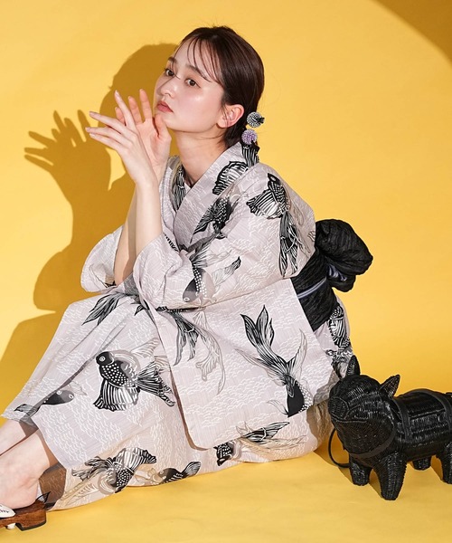 utatane(ウタタネ)の「2026新作 選べる浴衣3点セット ニコアンティークオリジナル(浴衣・レディース・ブラック系1/ブラック系3/ベージュ系2/パープル系1/グレー系1/ブラック系4/ベージュ系1/パープル系2/ブラック系5/パープル系3/グリーン系1/ピンク系1/ブラック系2・FREE)」の22枚目の写真