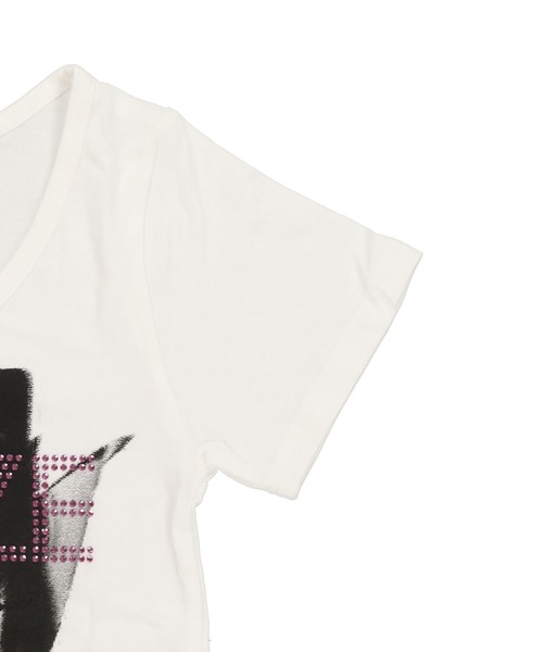SPINNS(スピンズ)の「半袖Tシャツ/フォトガール/ストーン/平成ギャル(Tシャツ/カットソー・レディース・オフホワイト/ブラック・ONESIZE)」の20枚目の写真