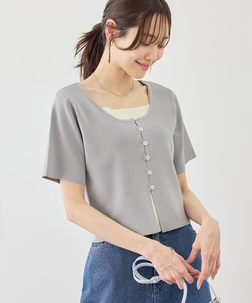 ROPE' PICNIC(ロペピクニック)の「レイヤード風カーディガントップス(カーディガン/ボレロ・レディース・ライトグレー/ブラック/イエロー・FREE)」の13枚目の写真
