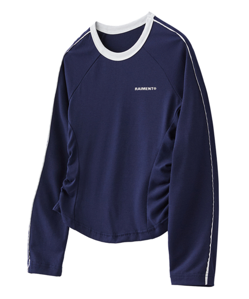RAIMENT(レイメント)の「(W) ウィメンズパイピングシャーリングクロップロングスリーブ_ネイビー(Tシャツ/カットソー・レディース・その他・WS/WM)」の2枚目の写真