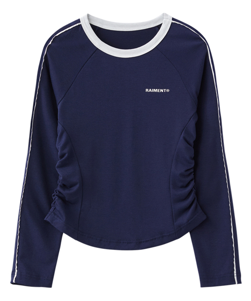 RAIMENT(レイメント)の「(W) ウィメンズパイピングシャーリングクロップロングスリーブ_ネイビー(Tシャツ/カットソー・レディース・その他・WS/WM)」の3枚目の写真